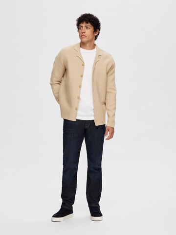 SELECTED HOMME Strikkejakke 'MILO' i beige