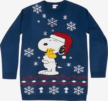 Snoopy & Die Peanuts Strickkleid 'Warm Kisses' in Blau: Vorderseite