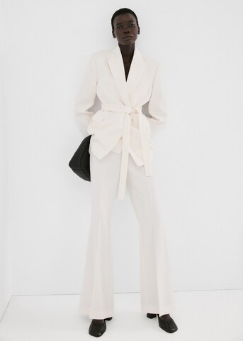 MANGO Flared Pleated Pants 'Iguana' in Beige