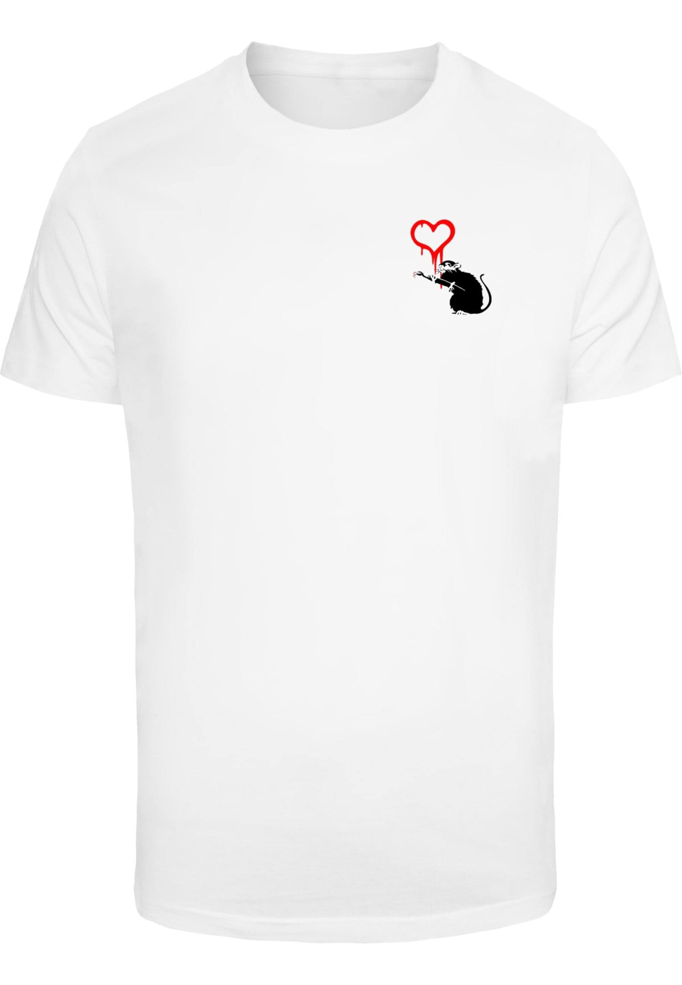 Merchcode Shirt 'Banksy - Love Rat' in Wit: voorkant