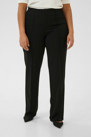 KAFFE CURVE Slim fit Trousers with creases 'Athena' in Black: front