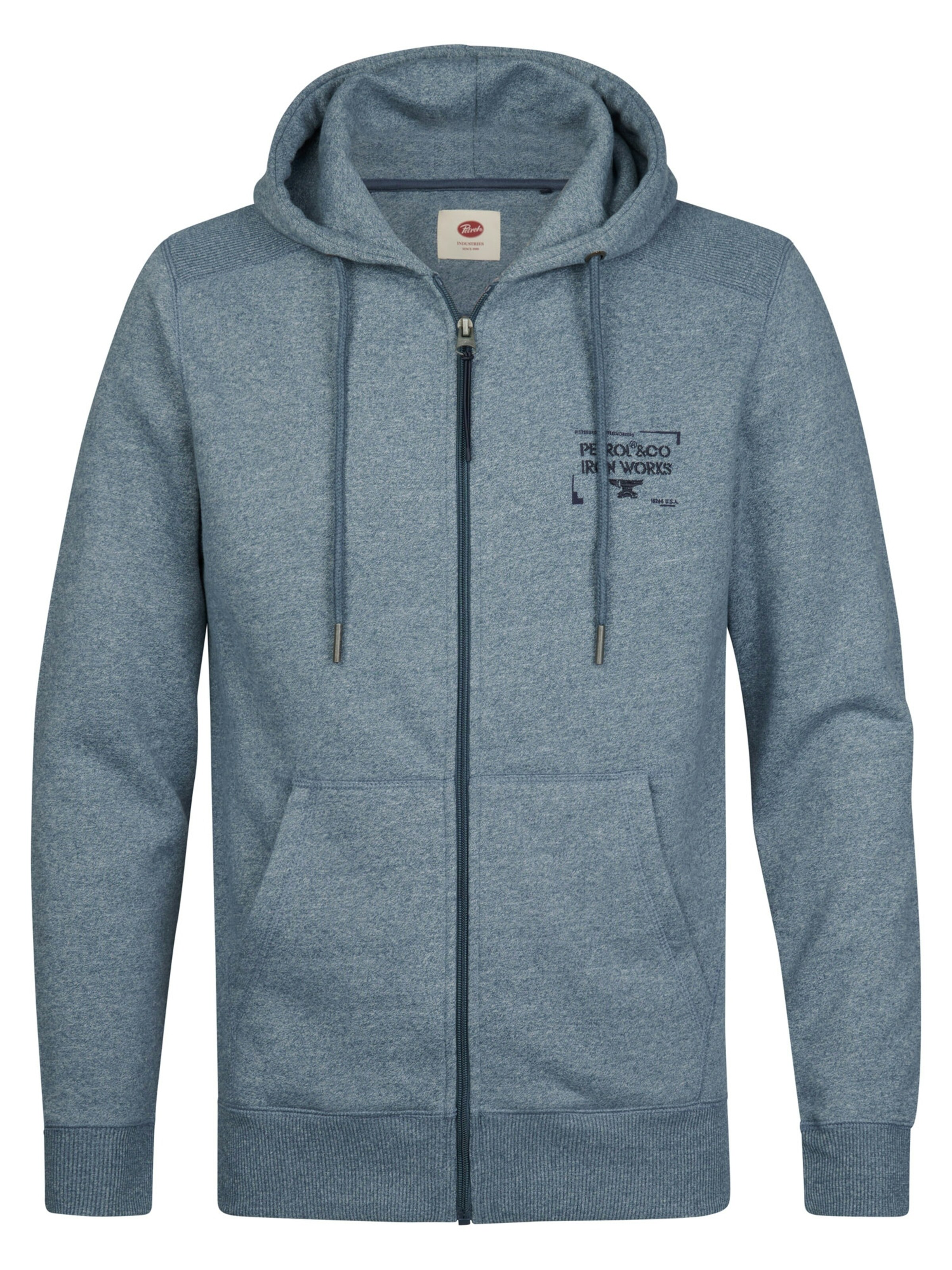Petrol Industries - Sudadera con cremallera en azul: frente