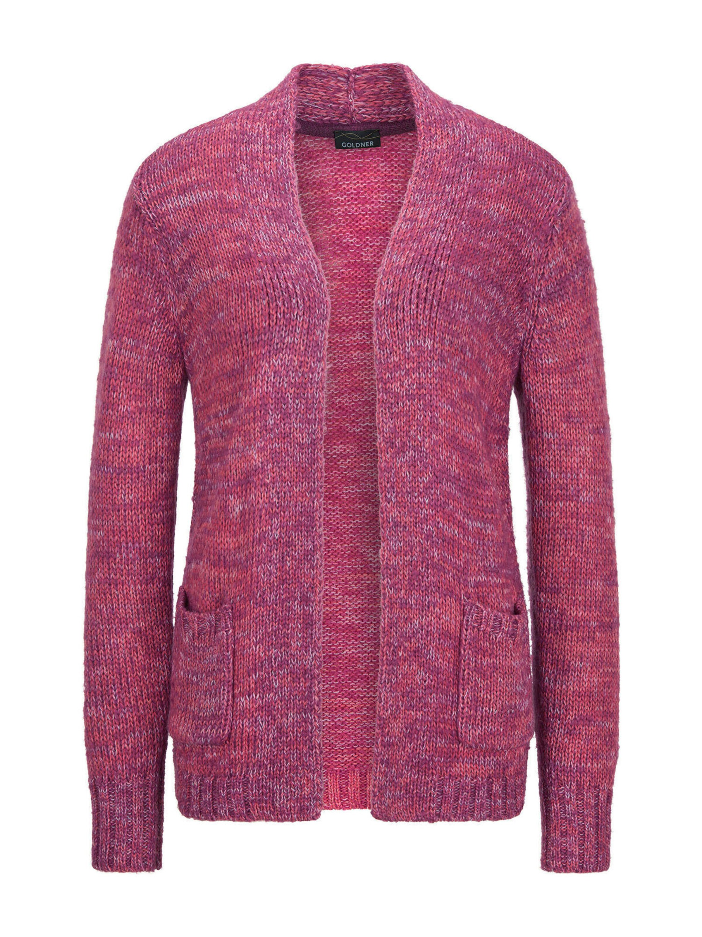 Goldner Strickjacke in Lila: Vorderseite