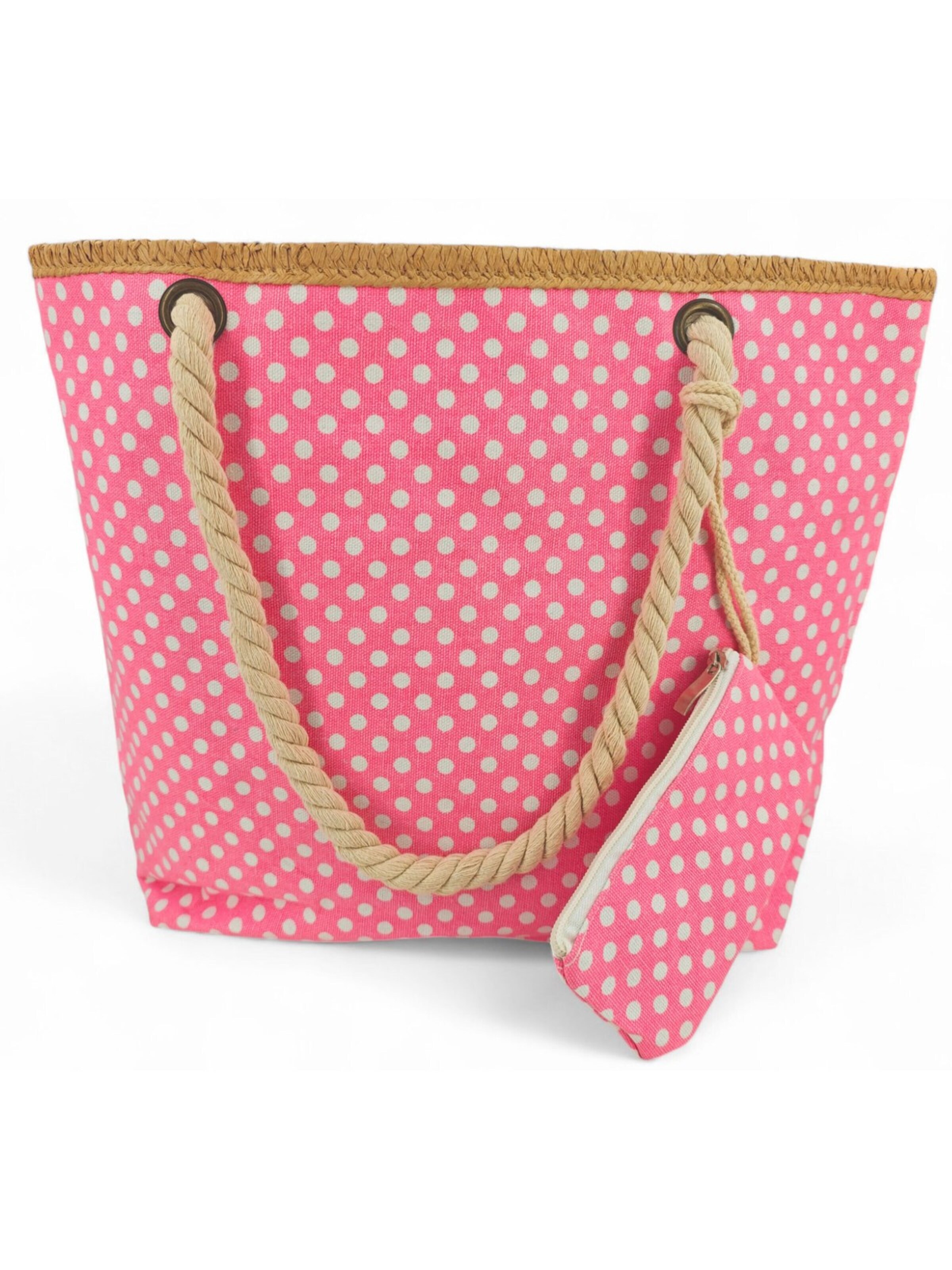 styleBREAKER Beach bag 'Strandtasche mit Punkte Muster' in Pink