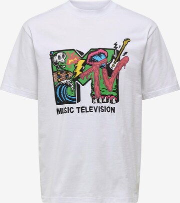 Only & Sons Тениска 'MTV' в бяло: отпред