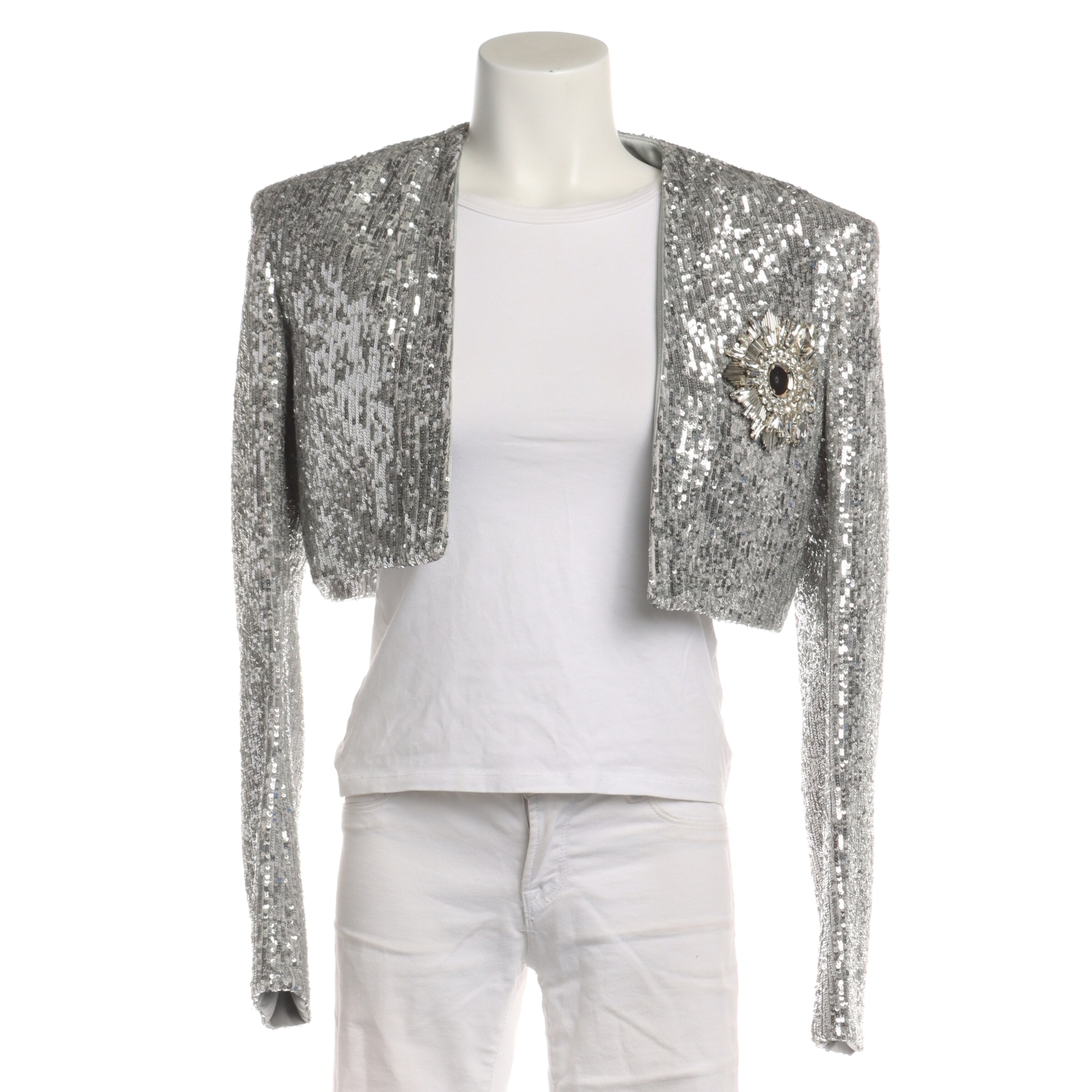 Balmain Blazer in XS in Silver: front