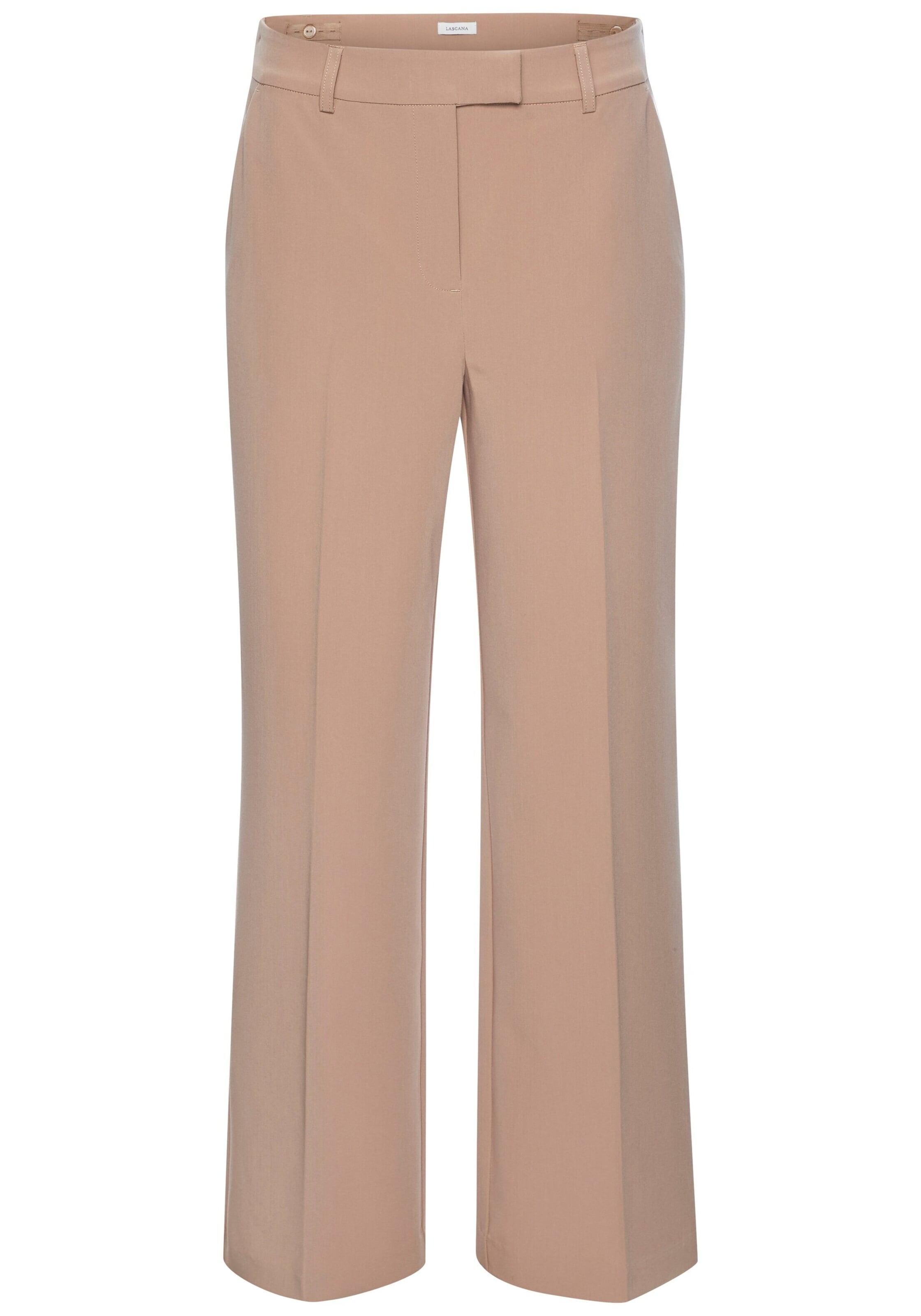 LASCANA Loosefit Pressveckad byxa i beige: framsida