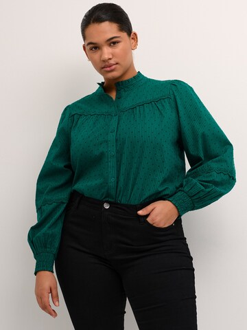 KAFFE CURVE Blouse 'Silla' in Groen: voorkant