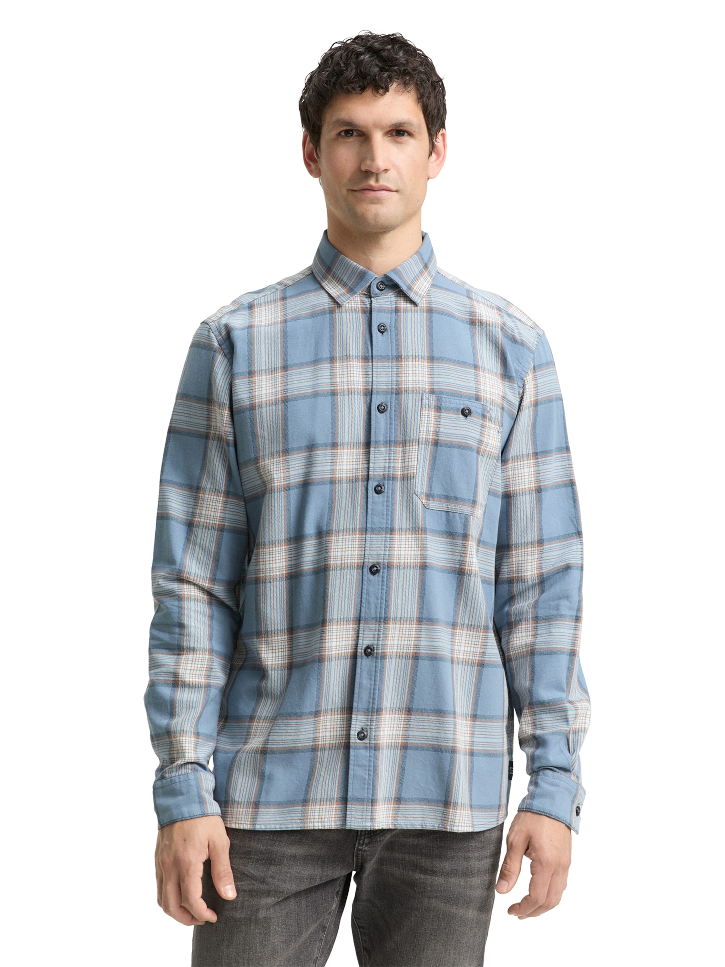 TOM TAILOR Comfort fit Button Up Shirt in Blue: front