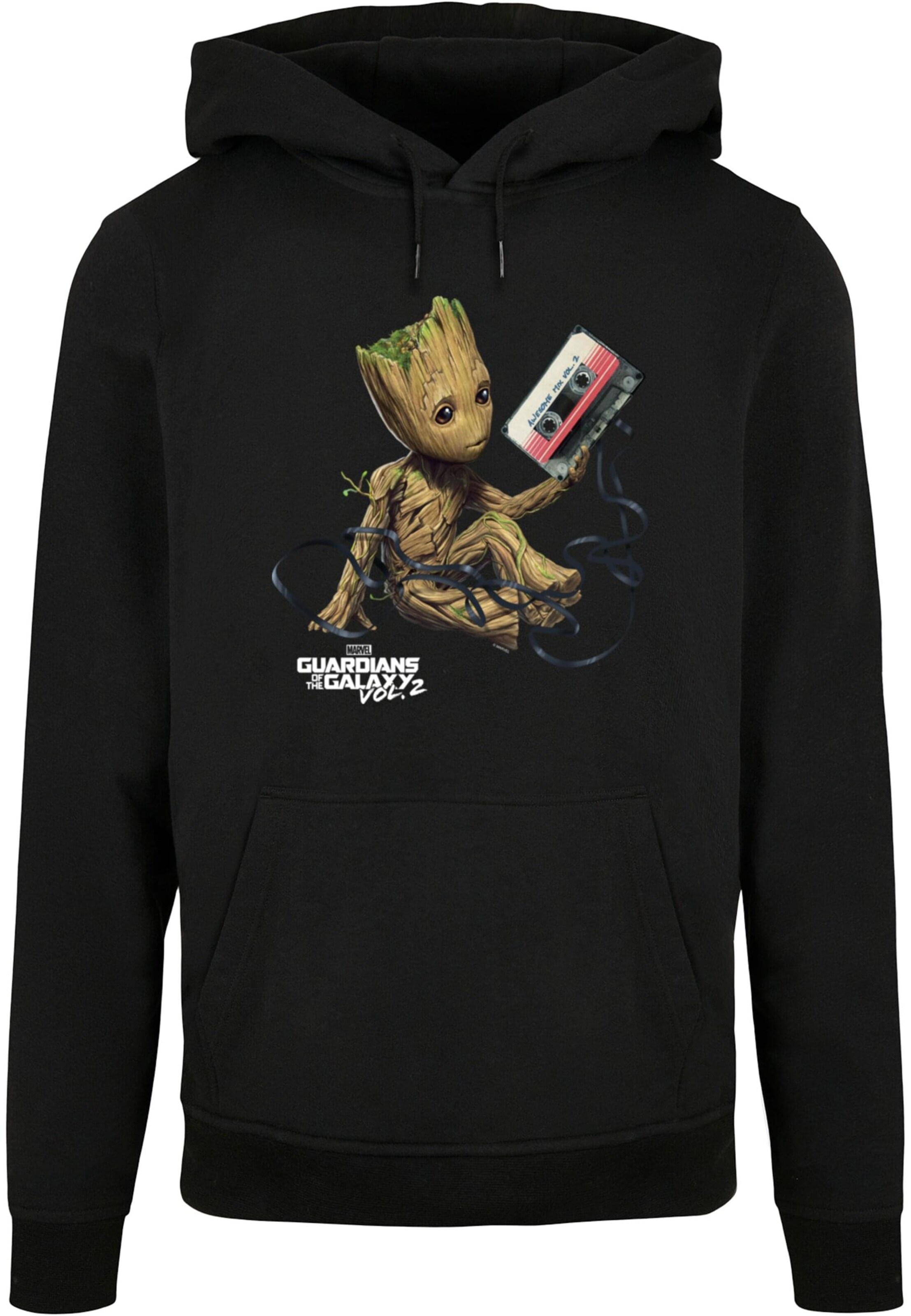 ABSOLUTE CULT Sweatshirt 'Guardians Of The Galaxy Vol2 - Groot Tape' in Schwarz: Vorderseite