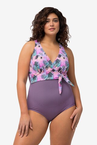 Ulla Popken Triangle Swimsuit in Purple: front