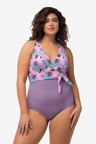 Ulla Popken Triangle Swimsuit in Purple: front