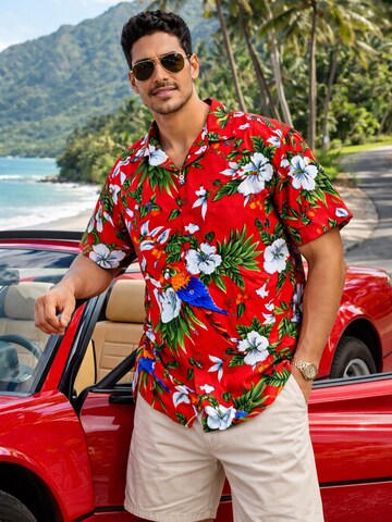 King Kameha Shirt 'Cherryparrot' in Red