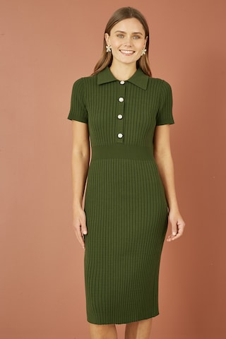 Robes en maille Yumi en vert : devant