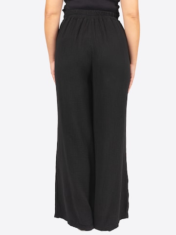 Wide Leg Pantalon ' AYANA MUSSELIN ' Seasons of April en noir