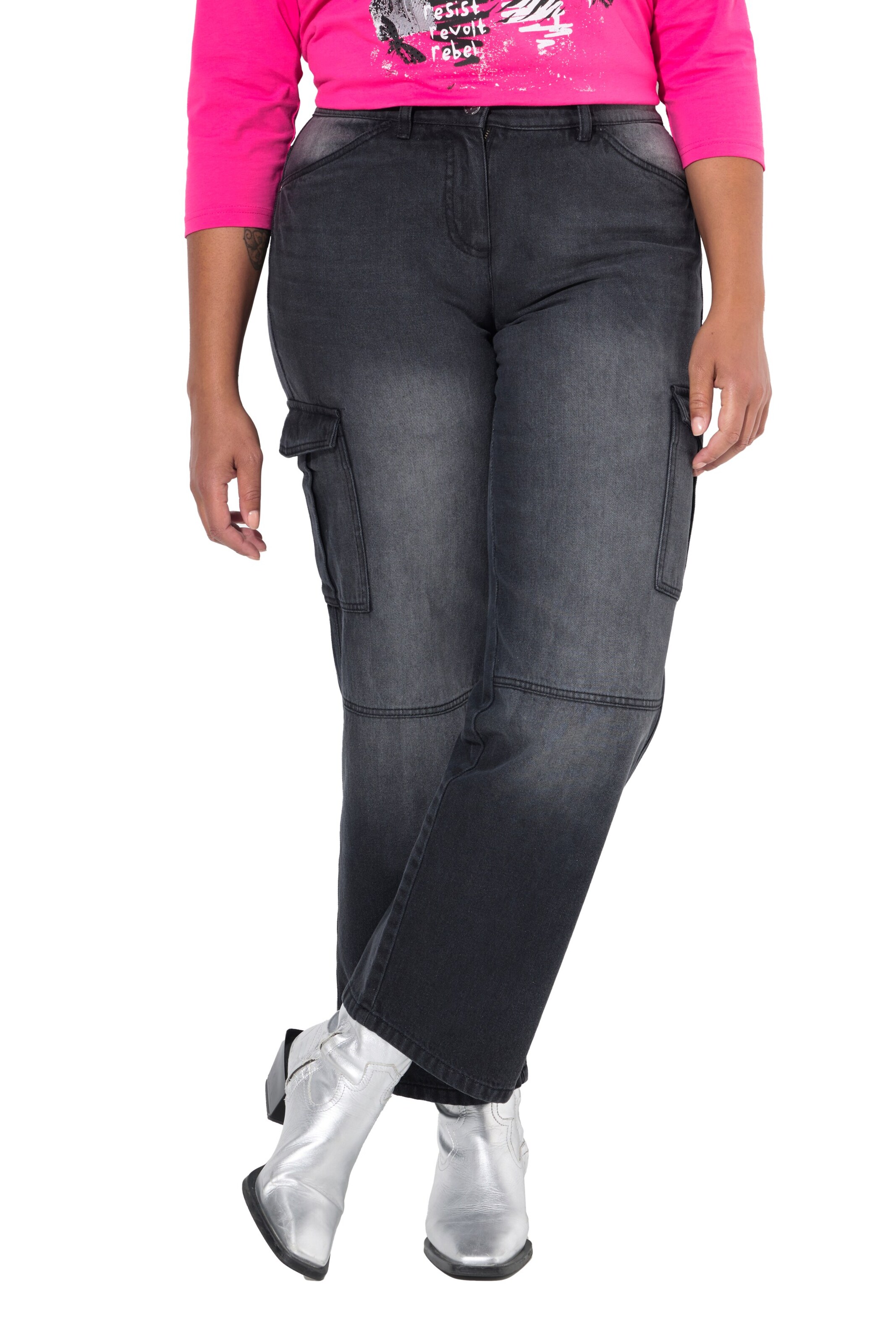 Angel of Style Loosefit Jeans in Zwart: voorkant