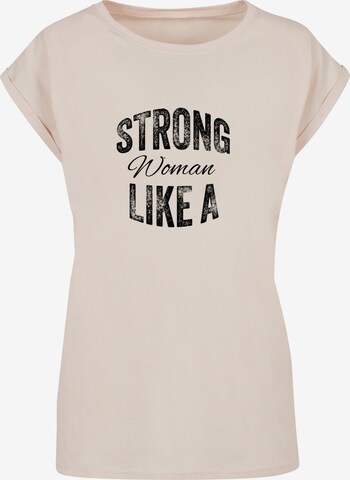 Merchcode Shirt 'WD - Strong Like A Woman' in Beige: front