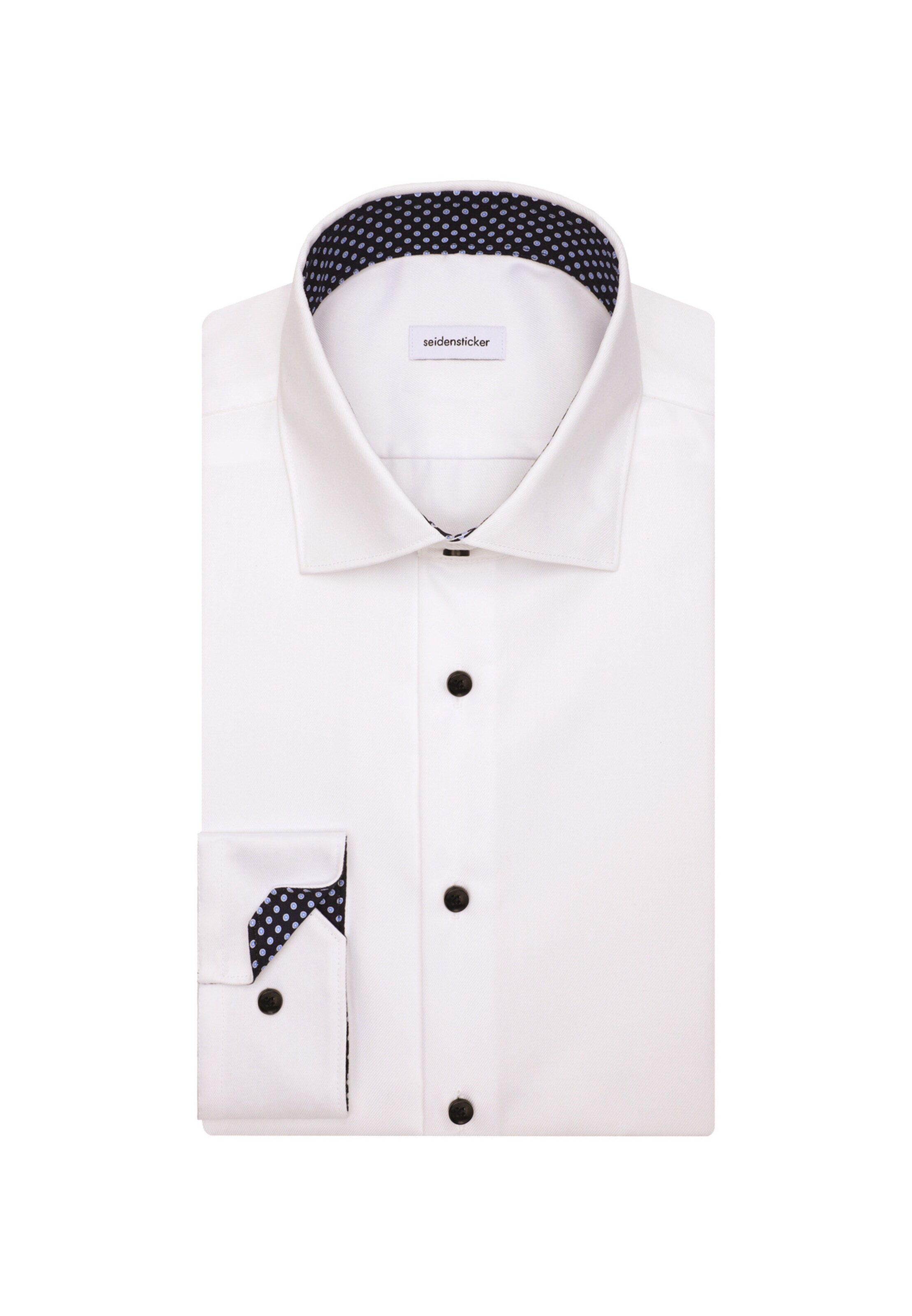 Coupe slim Chemise business 'Schwarze Rose' SEIDENSTICKER en blanc