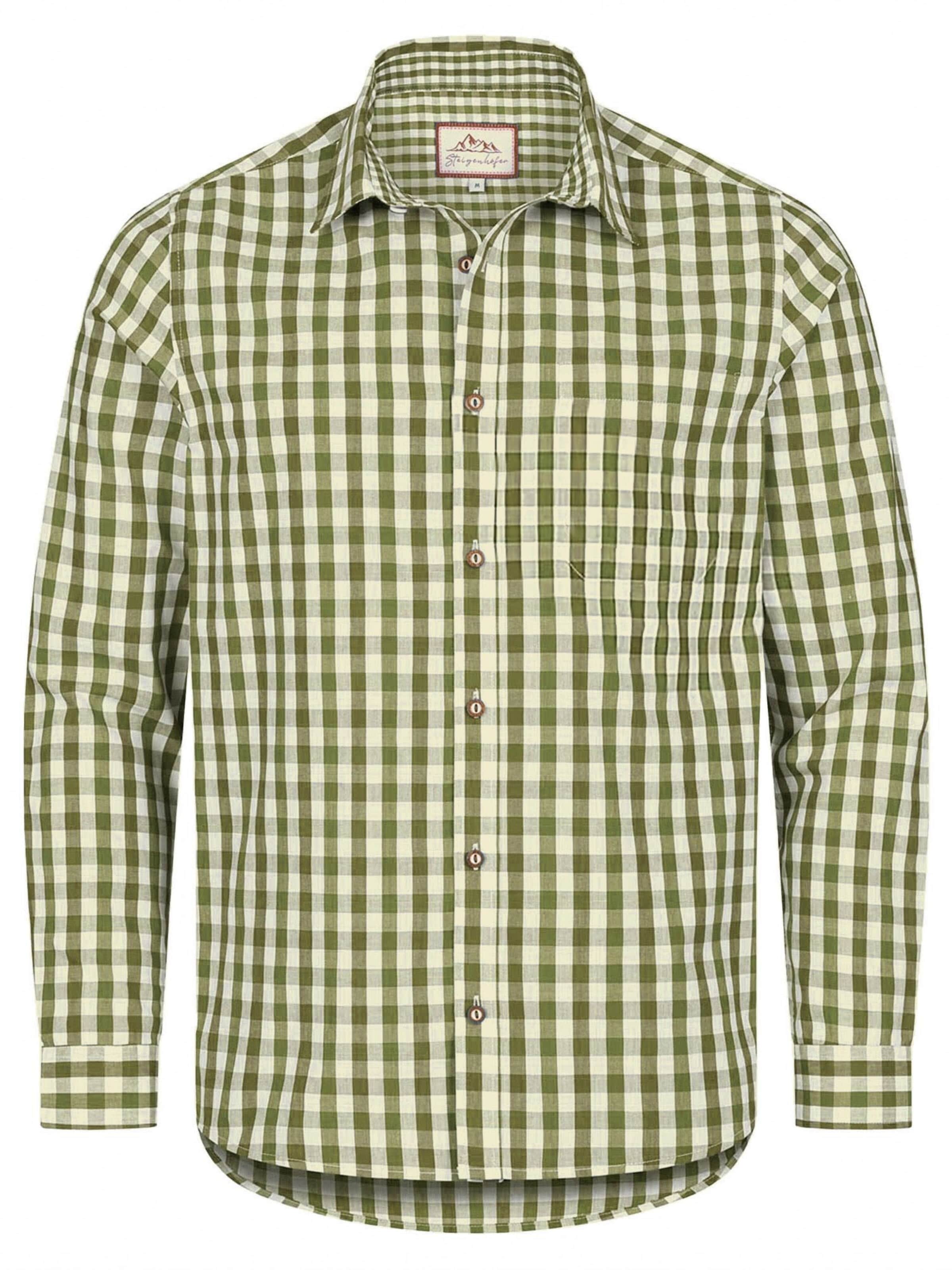 Steigenhöfer Regular fit Traditional Button Up Shirt 'Basti Trachtenhemd' in Green: front