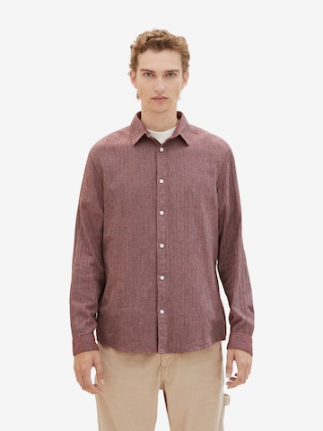 TOM TAILOR DENIM Regular fit Button Up Shirt in Red: front