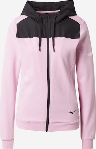 MIZUNO Athletic Zip-Up Hoodie in Pink: front