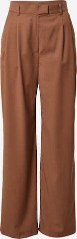 A LOT LESS Wide leg Pleated Pants 'Mila' in Brown: front