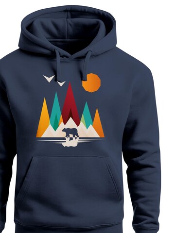 Neverless Sweatshirt 'Berg Bär Polygon' in Blue