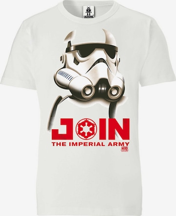 LOGOSHIRT T-Shirt 'Stormtrooper - Join The Imperial Army' in White: front