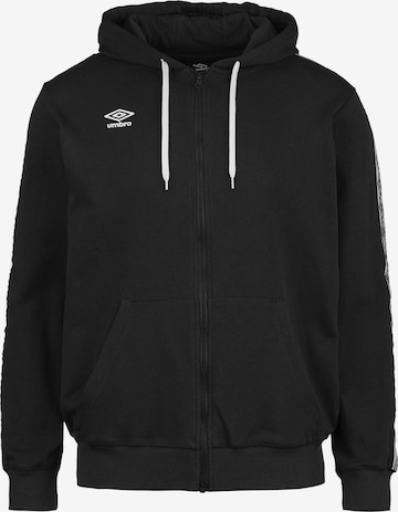 UMBRO Athletic Zip-Up Hoodie 'Loopback' in Black: front