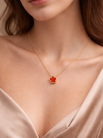 Pure Schmuck Necklace 'Clover Red' in Gold
