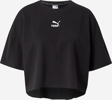 PUMA Shirt 'Classics Raw Edge Crew' in Black: front