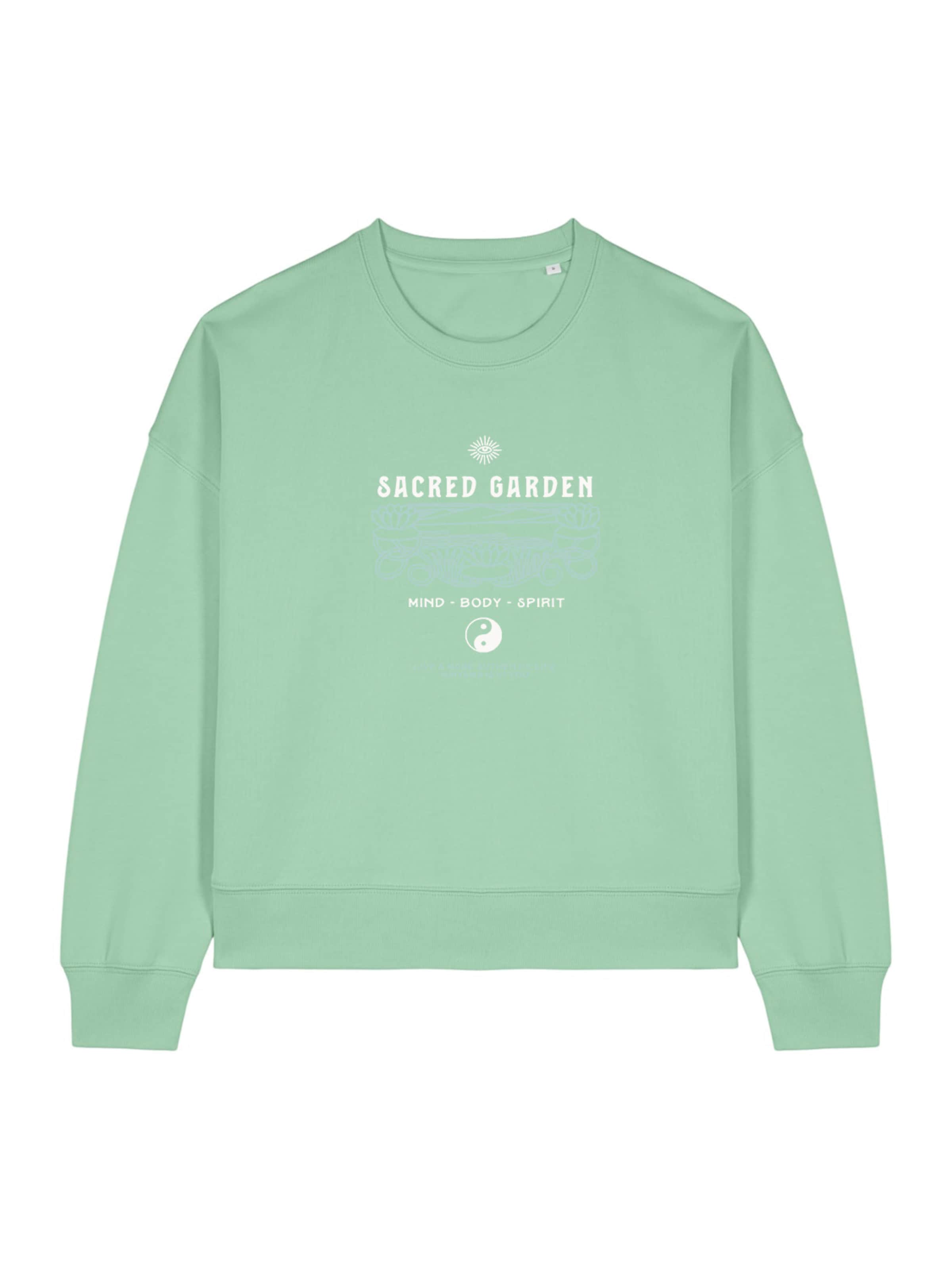 Kultgut Sweater 'Sacred Garden' in Green: front
