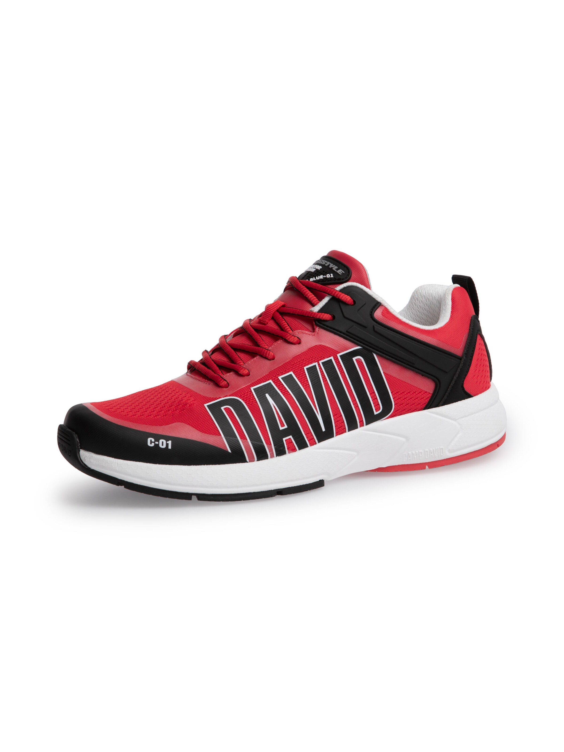 CAMP DAVID Logo-Sneaker im Jacquard-Design in Rot: Vorderseite