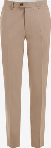 WE Fashion Slim fit Trousers with creases in Brown: front