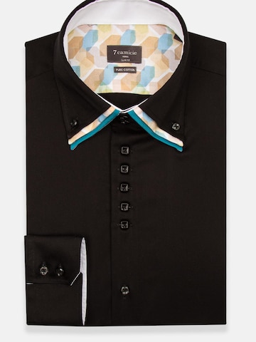 Slim fit Camicia business 'Vesuvio Satin Man Shirt Blue' di 7Camicie in nero: frontale