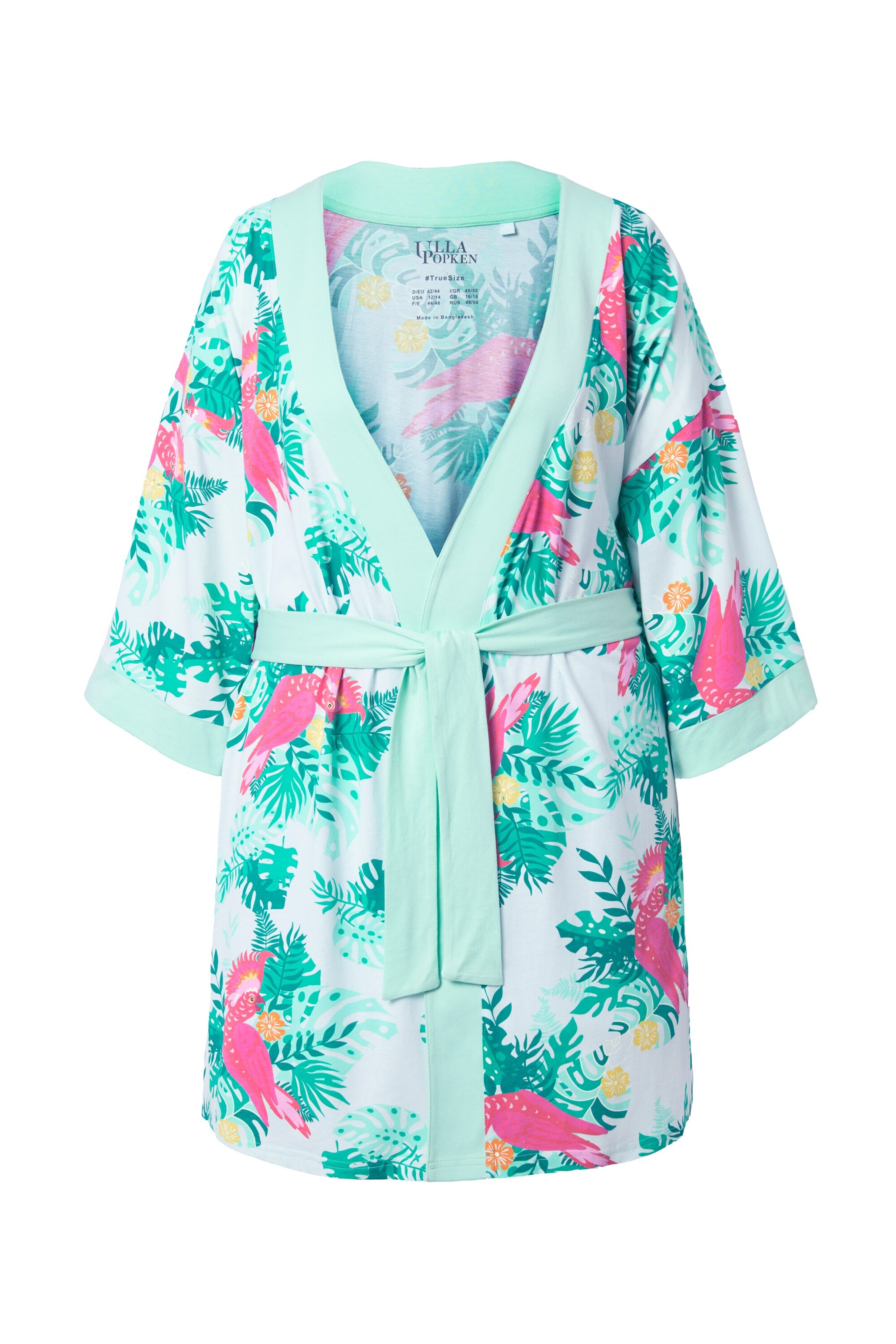 Ulla Popken Short Bathrobe in Green: front