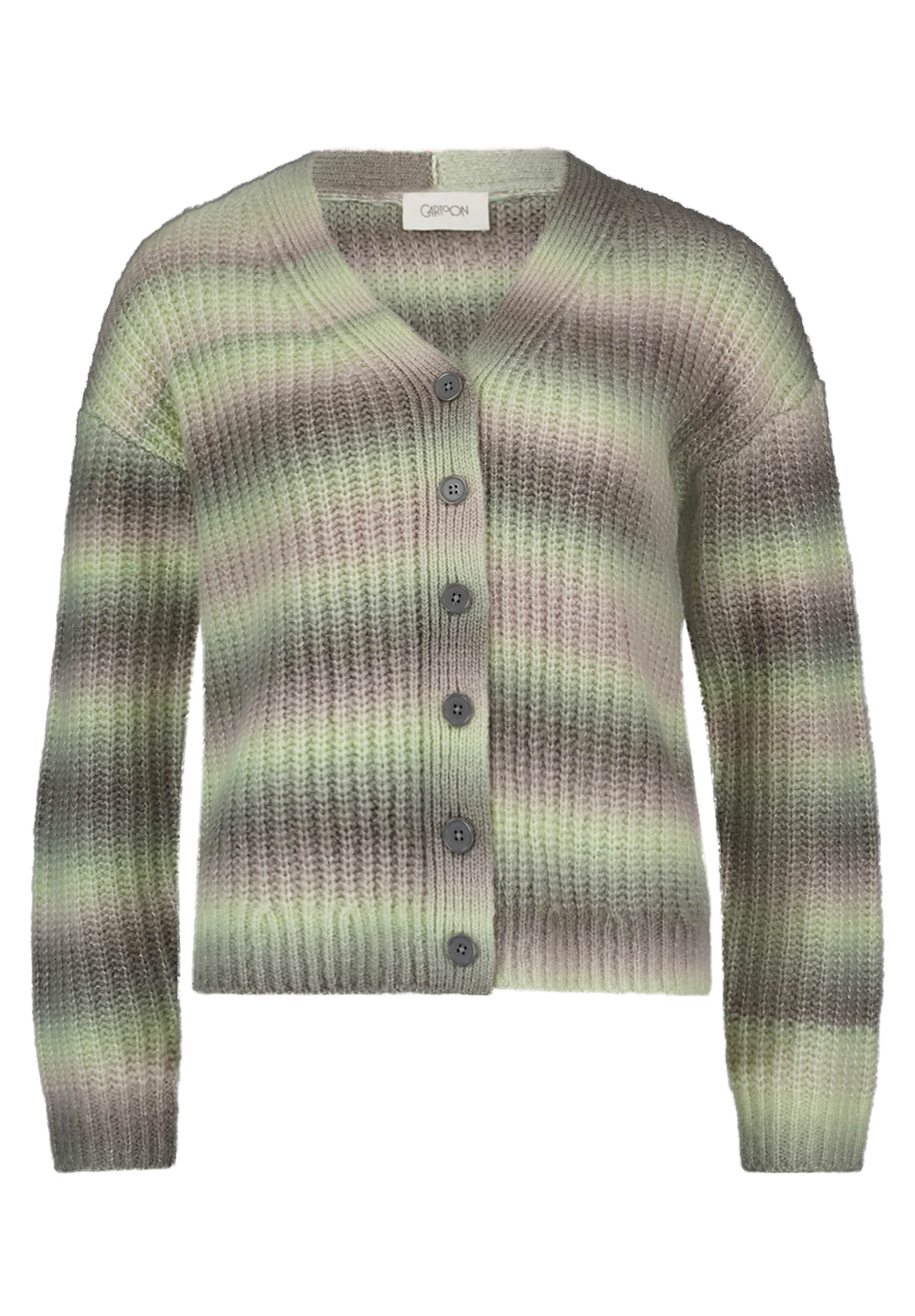 Cartoon Knit Cardigan in Green: front