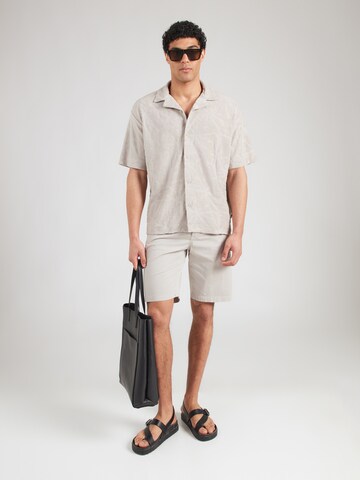 BOSS Классический крой Рубашка 'We Flower' в Серый