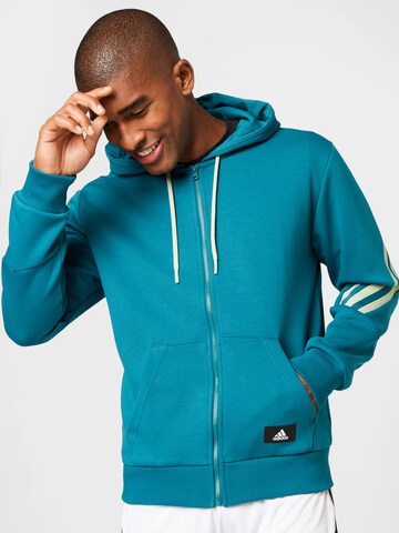 ADIDAS SPORTSWEAR Athletic Zip-Up Hoodie in Green: front