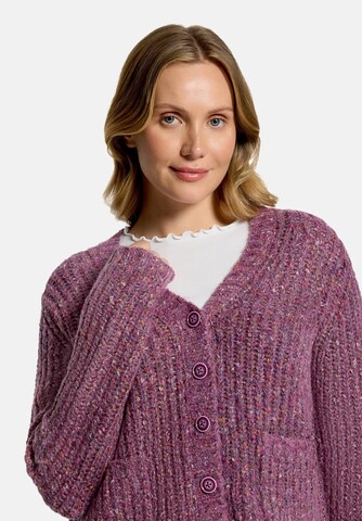 Cartoon Strick-Cardigan mit V-Ausschnitt in Lila