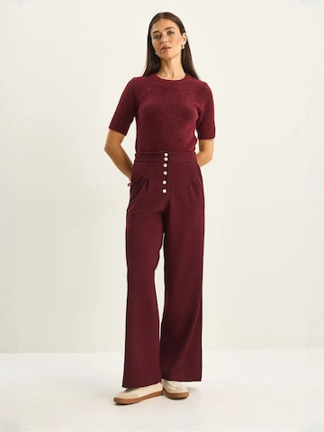 Bianco Lucci Wide leg Bandplooibroek in Rood