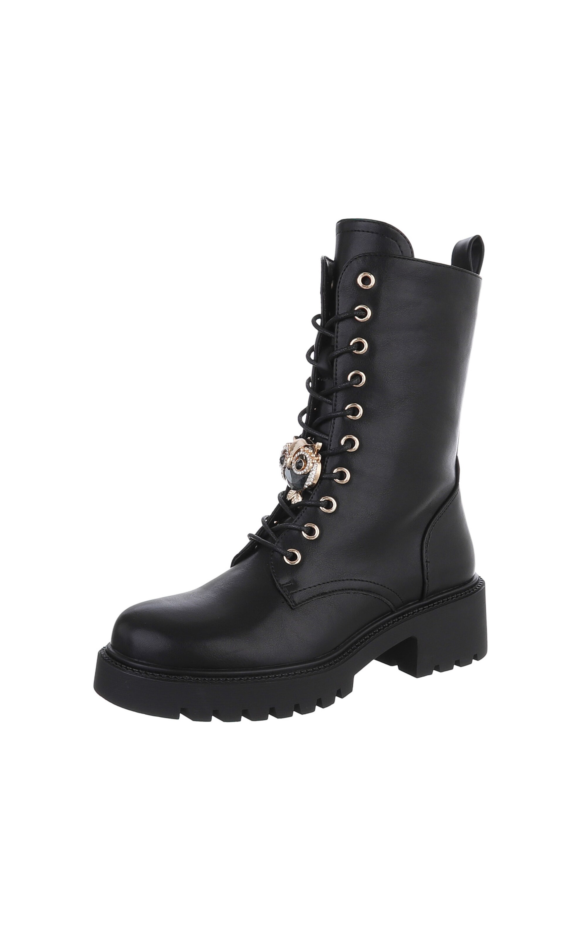 Ital-Design Schnürstiefelette in Schwarz: Vorderseite