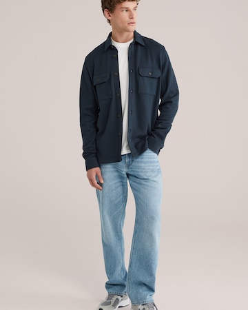 WE Fashion Regular fit Button Up Shirt in Blue