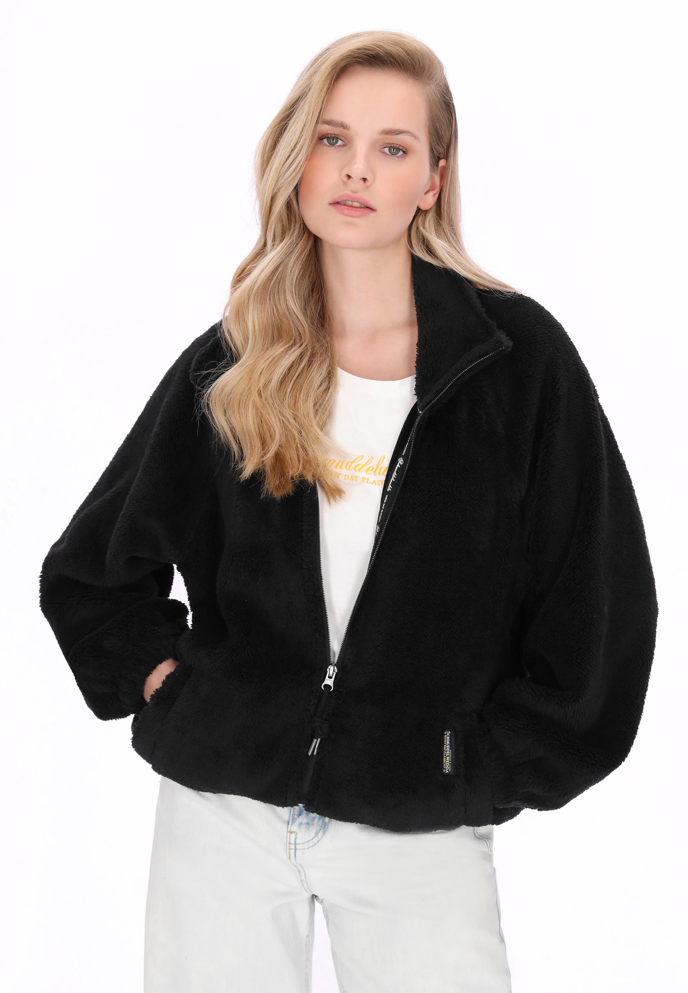 Schmuddelwedda Fleece Jacket in Black: front