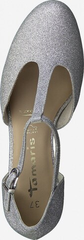 TAMARIS Дамски обувки на ток с отворена пета в сребърно