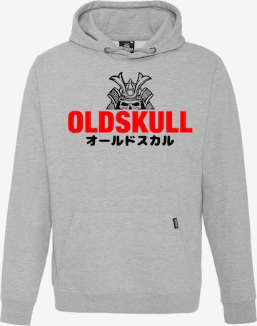 Oldskull Kapuzensweater in Grau: Vorderseite
