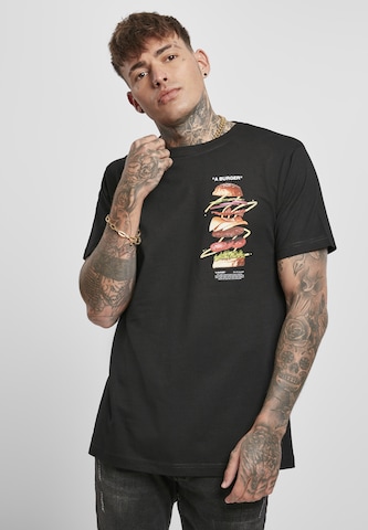 Mister Tee Regular fit Shirt 'A Burger' in Zwart: voorkant