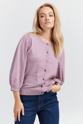 PULZ Jeans Knit Cardigan in Purple: front