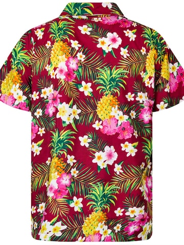 King Kameha Shirt 'Pineapple Flowers' in Rood