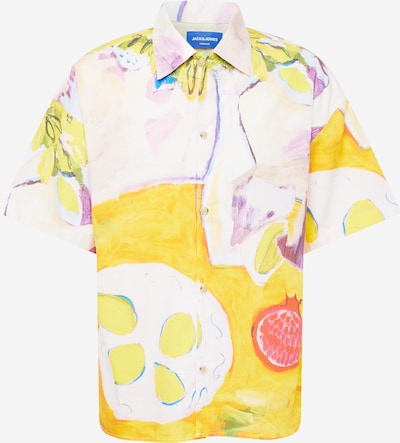 JACK & JONES Button Up Shirt 'LANDSCAPE' in Cream / Yellow / Dark purple / White, Item view